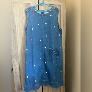 Madewell  x Crewcuts Pinafore Embroidered Denim Dress Girls Size 12